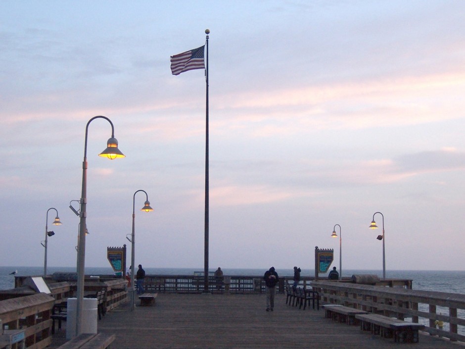 Ventura Pier Flag At Night